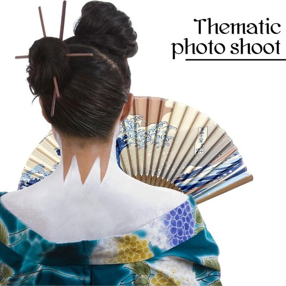 Folding Hand Fan for Women Wooden Folding Bamboo Gan Hand Fans for Women Foldabl - Picture 5 of 7